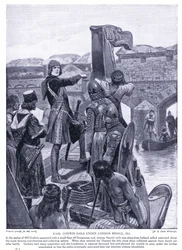 Earl Godwin seglar under London Bridge AD1025, 1920-talet